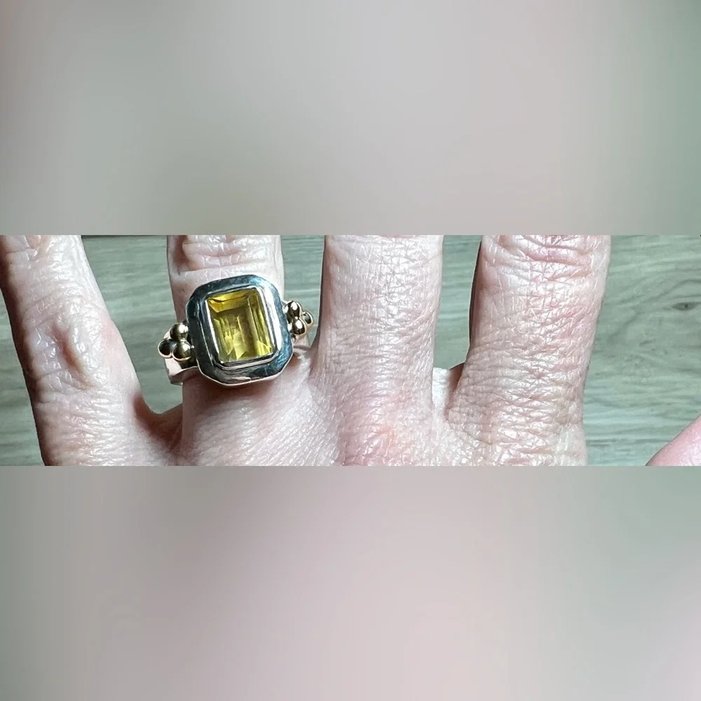 Vintage Designer Bayanihan Sterling Silver & 18K Gold Accented Citrine Ring - Picture 8 of 10